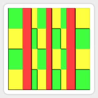 Red, green and yellow in relief. Sticker